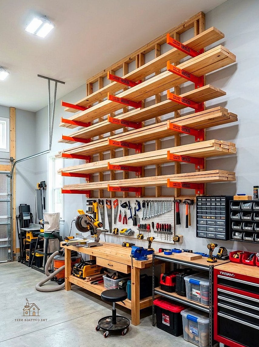 45 Stunning Garage Organization Ideas You'll Absolutely Love 16 Vertical Lumber and Plywood Storage