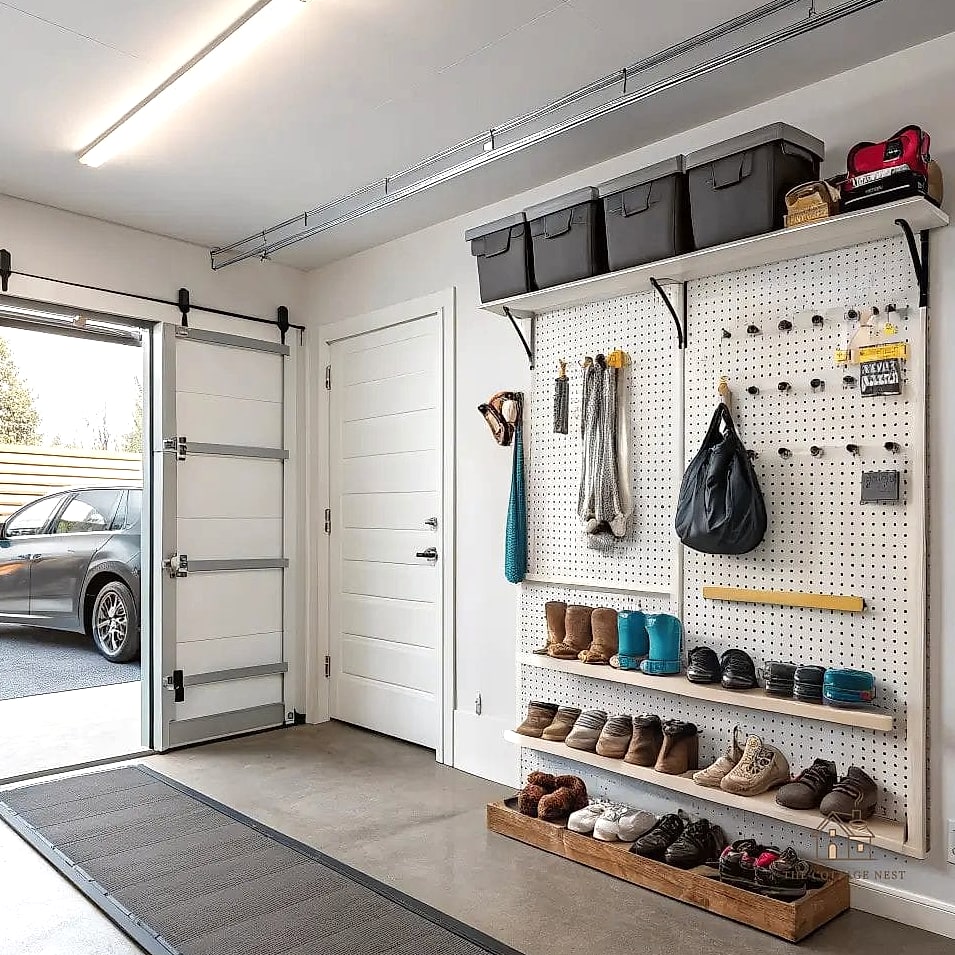 30 Cozy Garage Shoe Storage Ideas Worth Pinning 8 Vertical Pegboard Shoe Storage