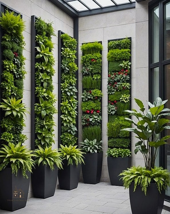 Vertical Planters with Layered Heights