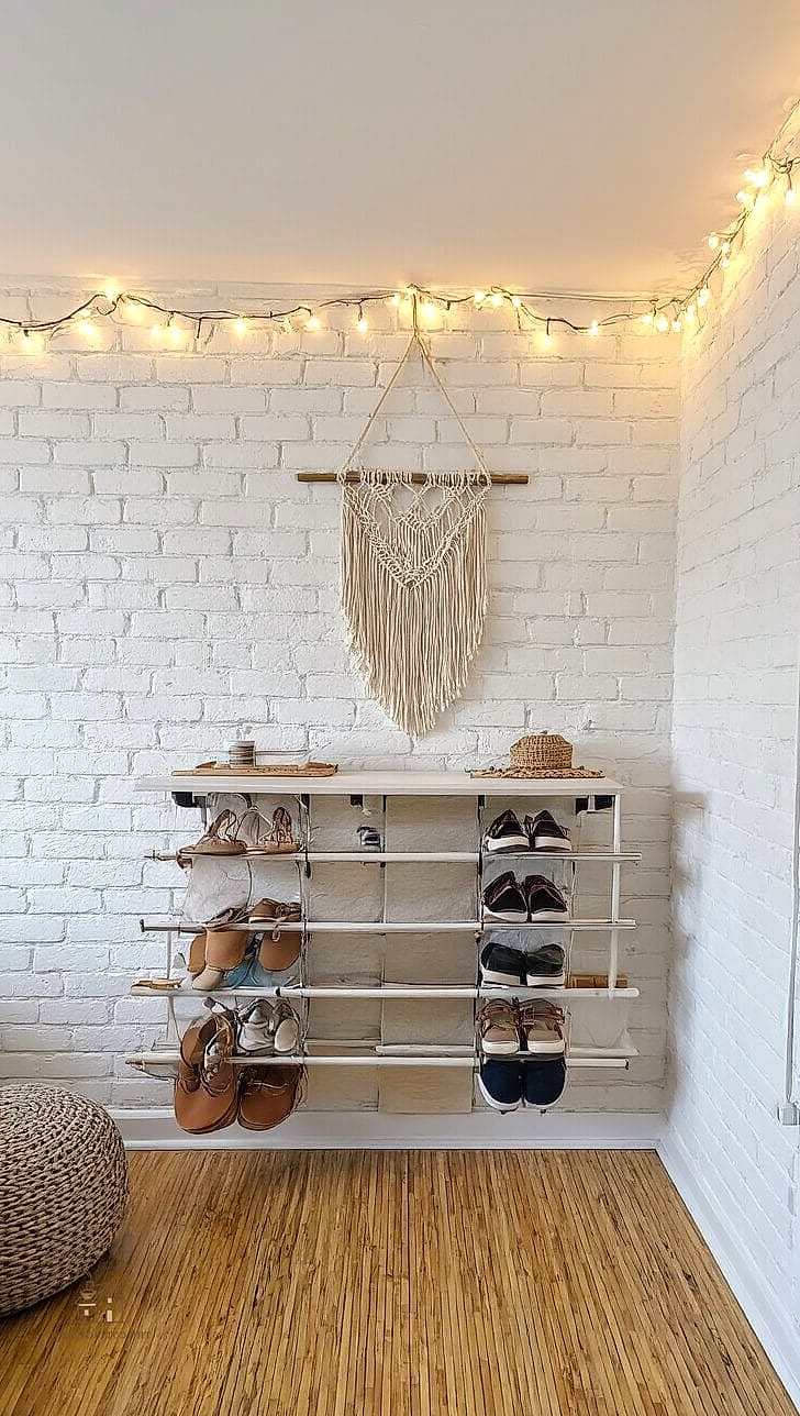 20 Cozy Apartment Entryway Ideas Worth Pinning 14 A Vertical Shoe Rack for Narrow Hallways