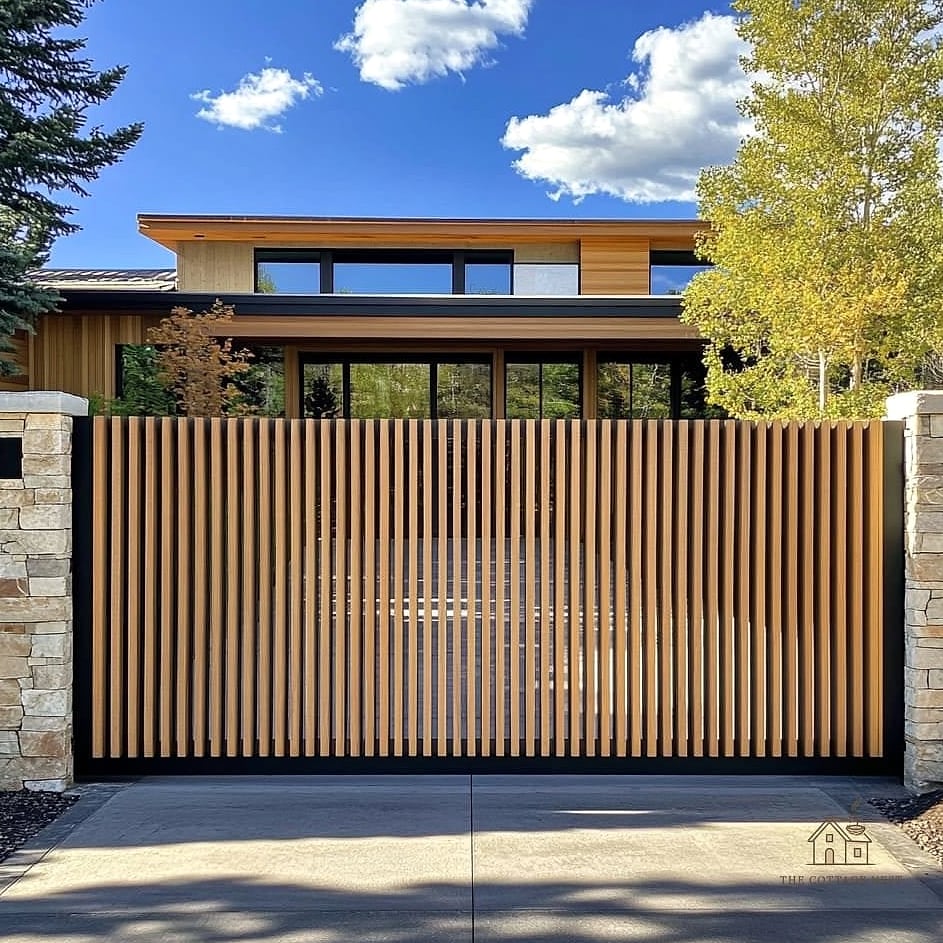 15 Creative Trendy Driveway Gate Ideas That Will Inspire You 11 Vertical Slat Metal Gate