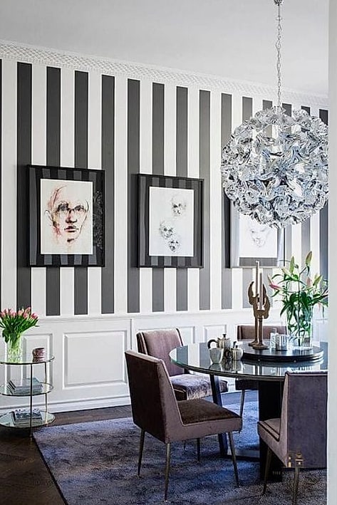 50 Beautiful Dining Room Wallpaper Ideas to Transform Your Space 8 Vertical Stripe Wallpaper