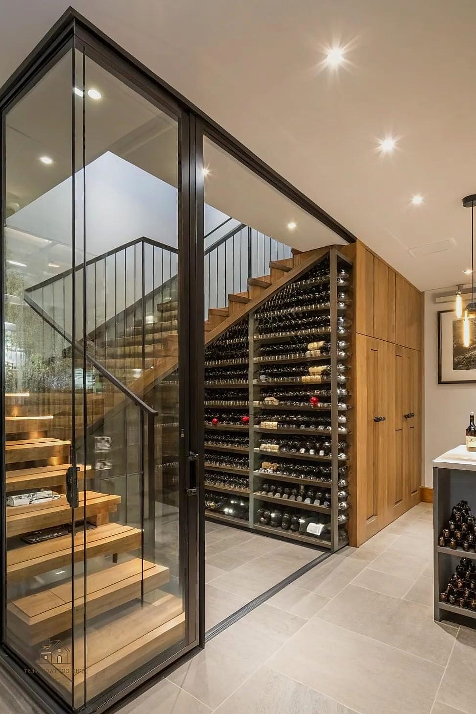Vertical Wine and Bottle Storage With LED Lighting