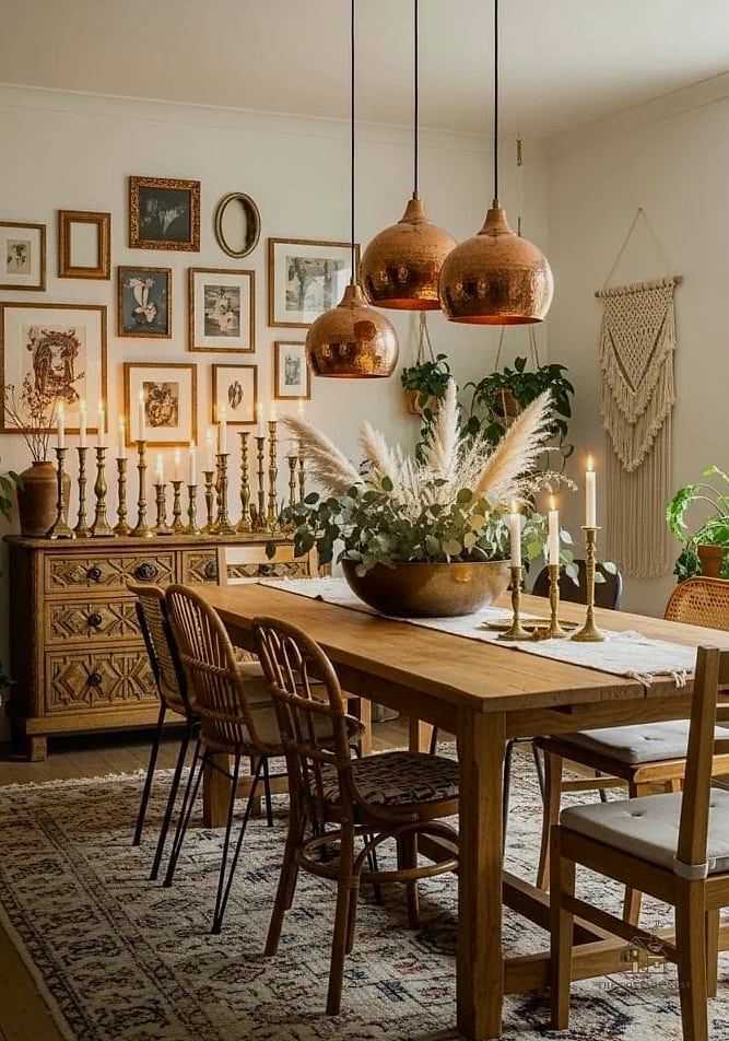 40 Cozy Boho Dining Room Decor Ideas Worth Pinning 21 Vintage Brass Candlesticks