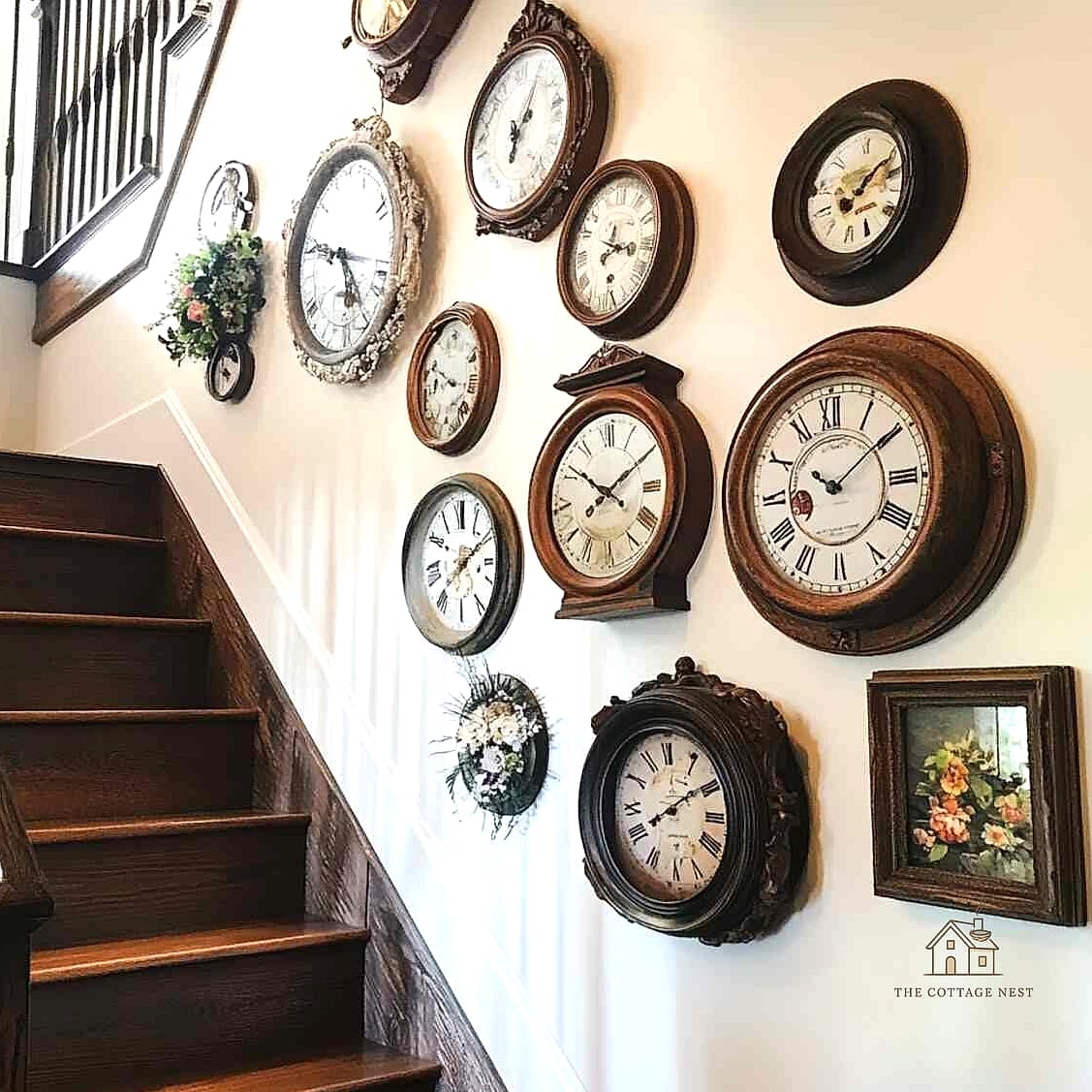50 Clever Stairs Wall Decor Ideas for Every Style 35 Vintage Clock Collection