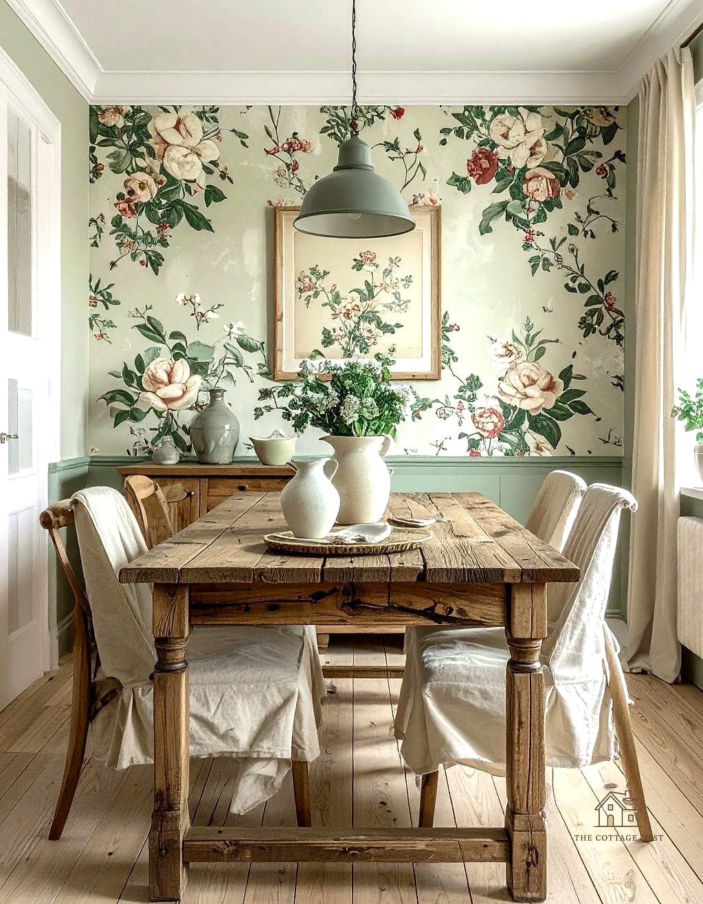 50 Beautiful Dining Room Wallpaper Ideas to Transform Your Space 25 Vintage Floral Wallpaper