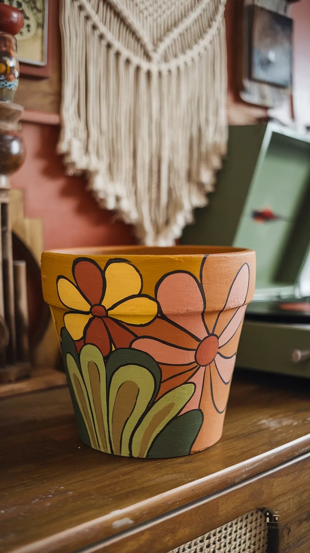 30 Amazing Flower Pots Painting Ideas on a Budget 26 Vintage Floral Decal and Paint Combo