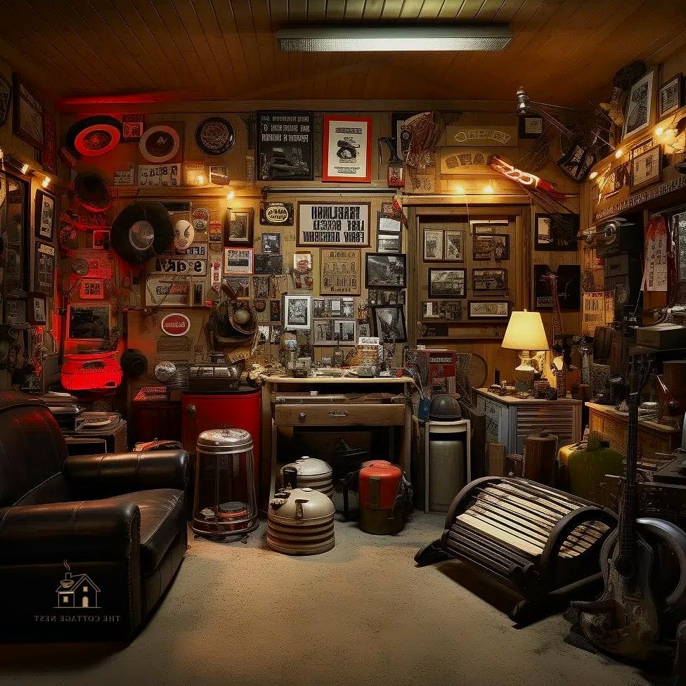 50 Clever Garage Man Cave Ideas for Every Style 46 Vintage Map Wall Art