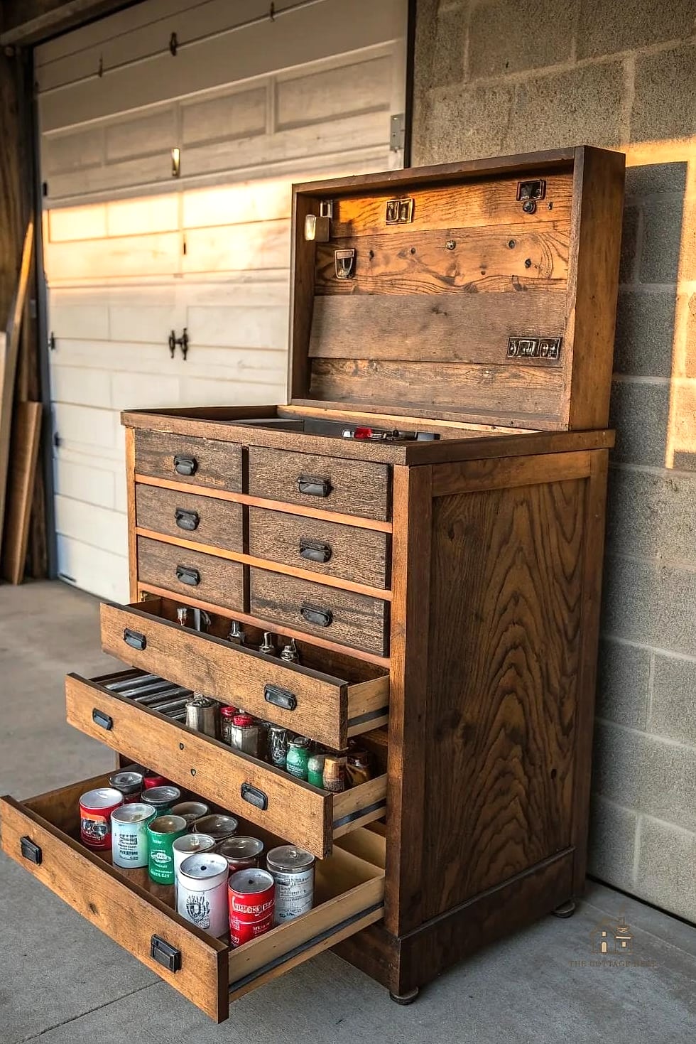 50 Clever Garage Man Cave Ideas for Every Style 38 Vintage Toolbox Bar Cart