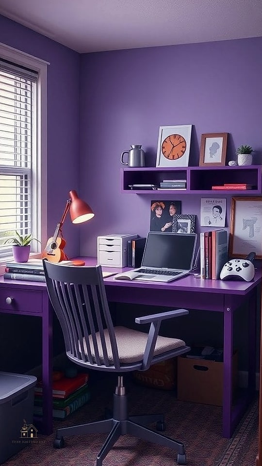 40 Amazing Purple Dorm Room Ideas on a Budget 9 Violet Desk Organizer Set