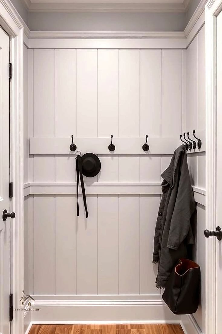 45 Stunning Garage Entryway Ideas You'll Absolutely Love 21 Wainscoting With Wall Hooks