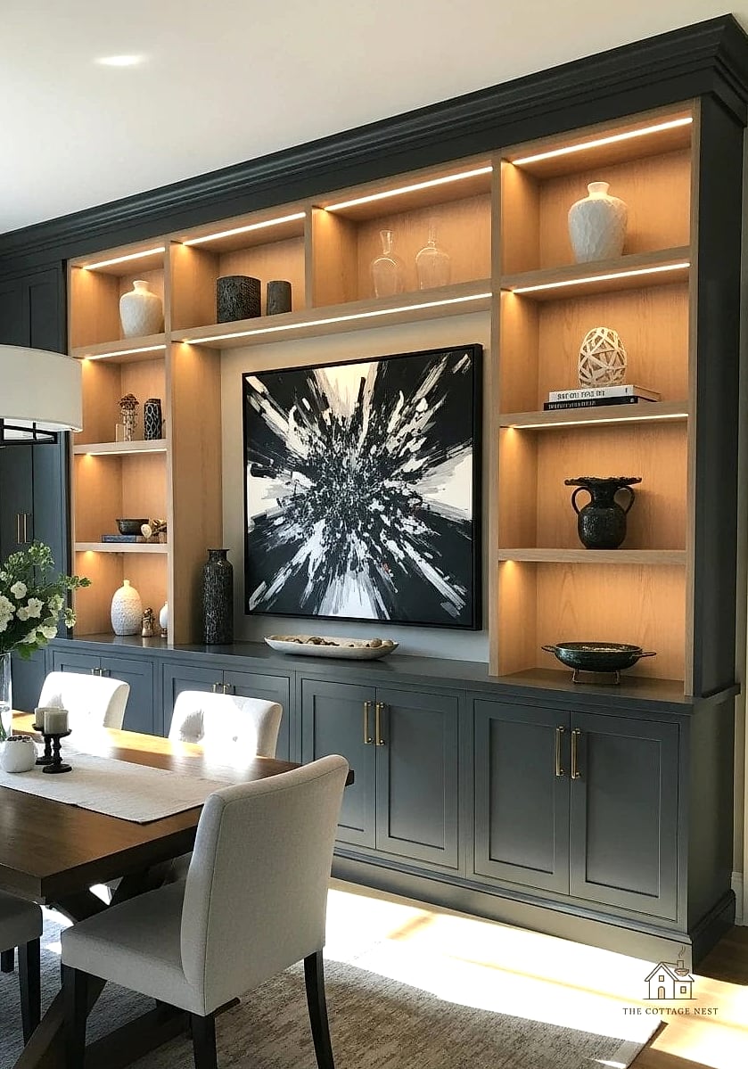 50 Amazing Dining Room Built In Ideas on a Budget 47 Wall of Framed Plate Display Built-In