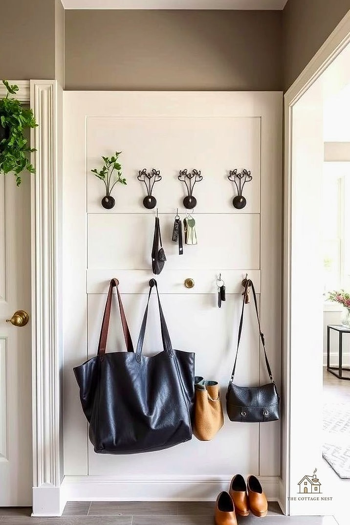 25 Creative Entryway Decor Ideas That Will Inspire You 6 Wall Hooks in Mixed Finishes