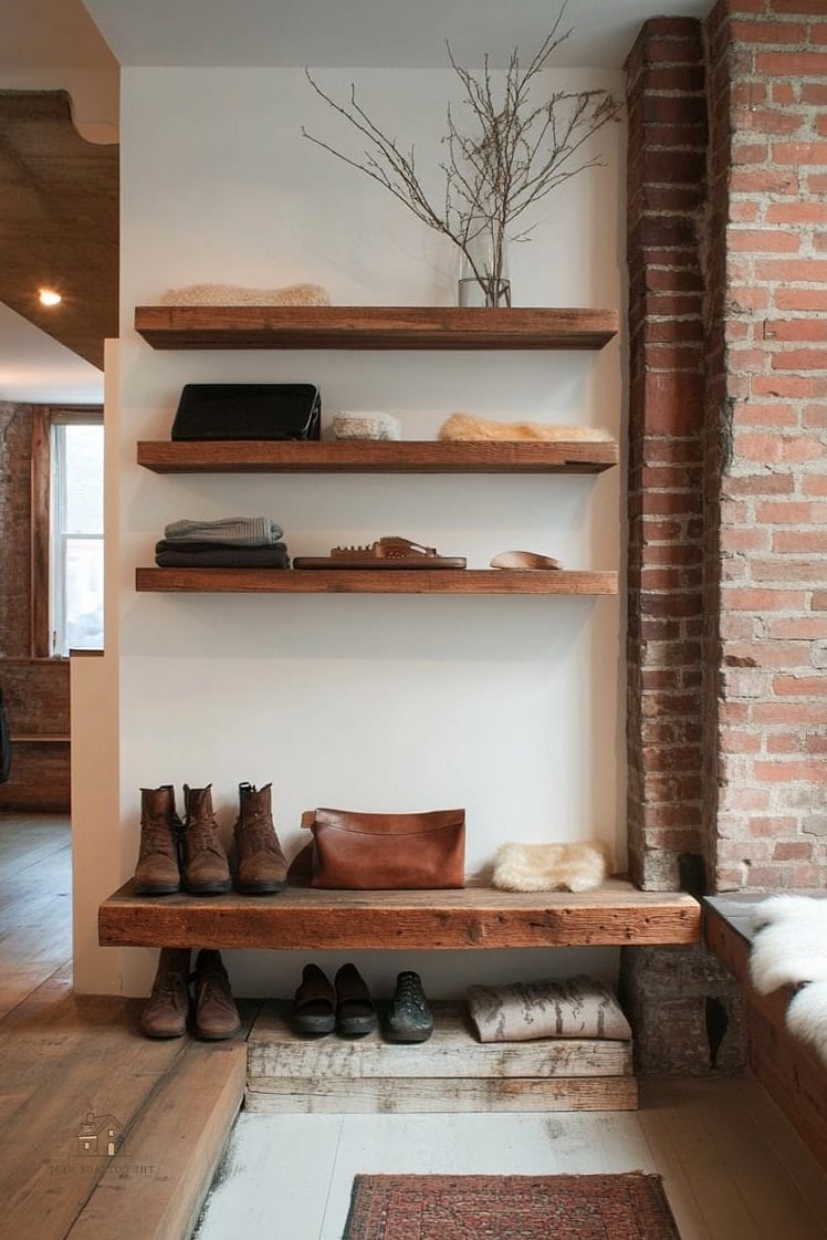 Wall-Mounted Hooks in a Row