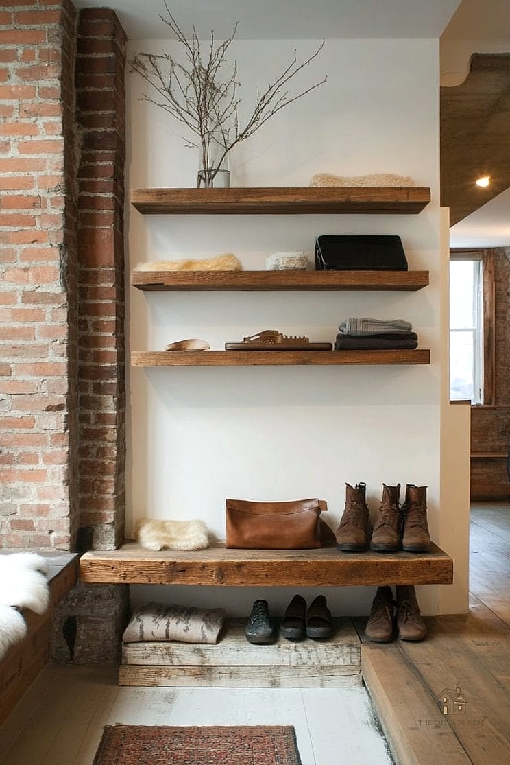 Wall-Mounted Drop Zone with Cork Board