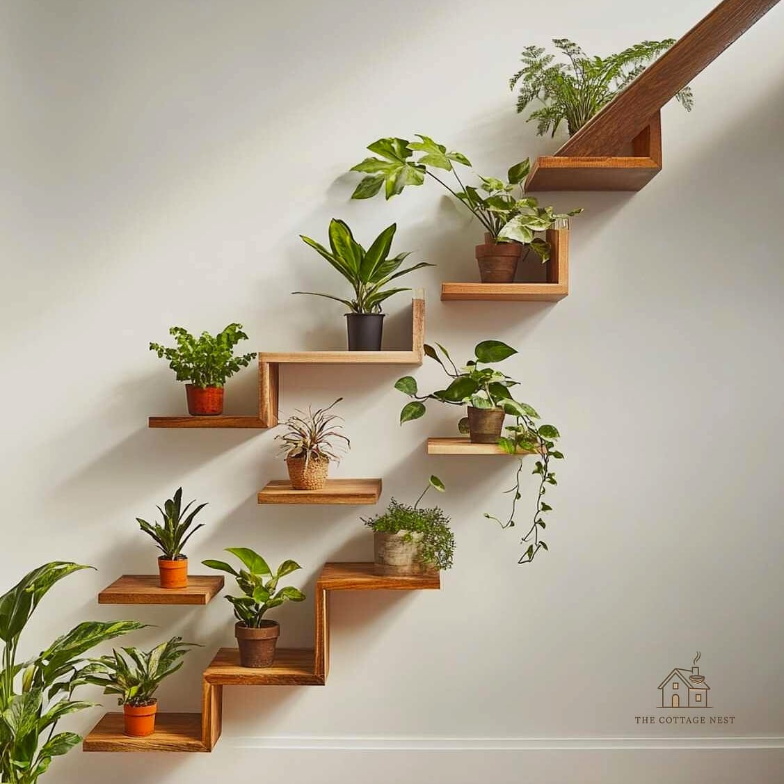 50 Clever Stairs Wall Decor Ideas for Every Style 24 Wall-Mounted Plant Display