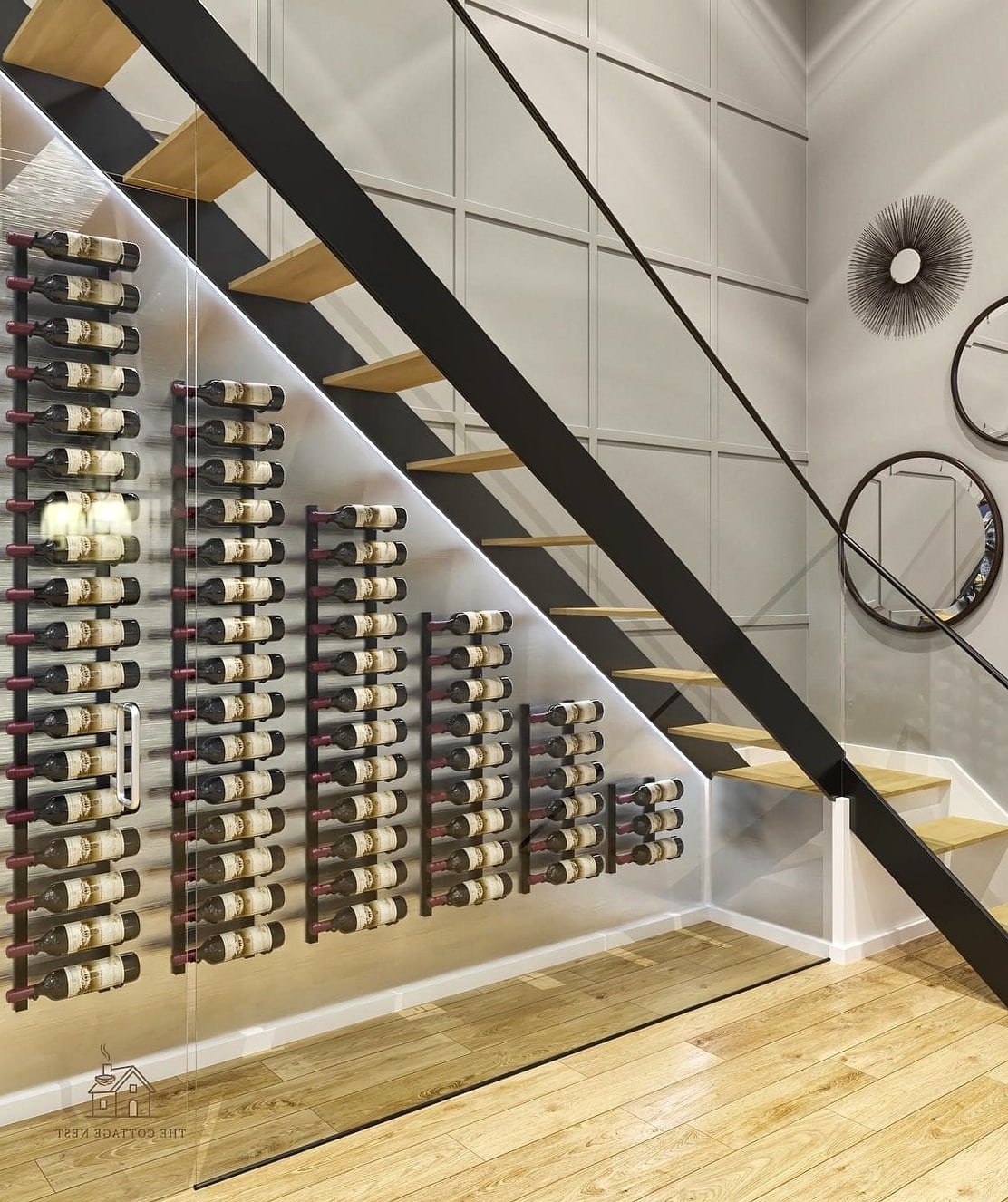 50 Clever Stairs Wall Decor Ideas for Every Style 50 Wall-Mounted Wine or Bottle Display