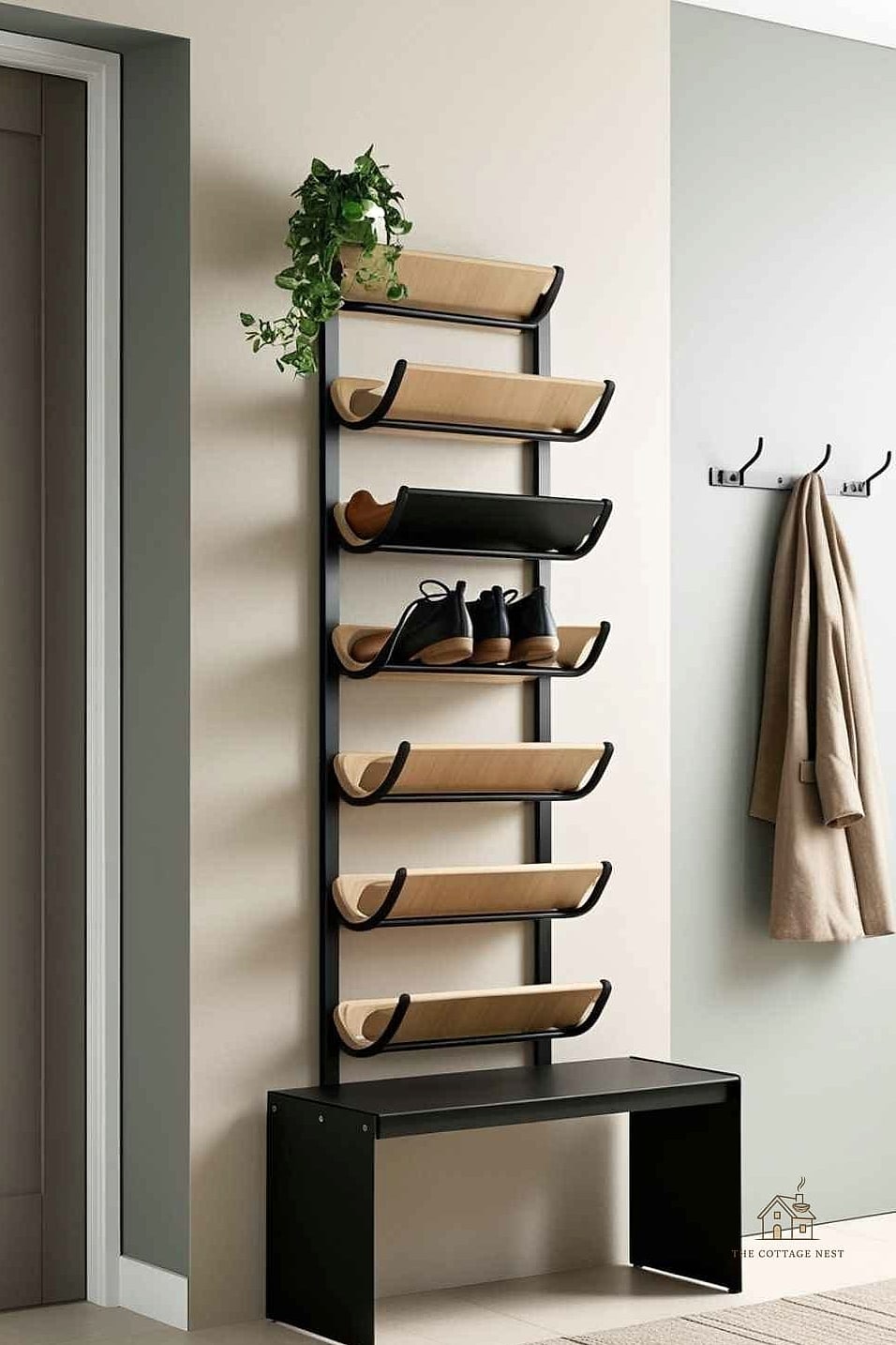 40 Amazing Small Entryway Shoe Storage Ideas on a Budget 31 Wall-Mounted Wire Baskets