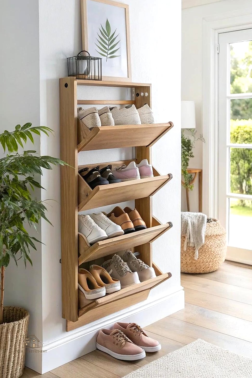 35 Chic Shoe Storage Ideas For Small Garages for a Beautiful Home 2 Wall-Mounted Slatwall Shoe Racks