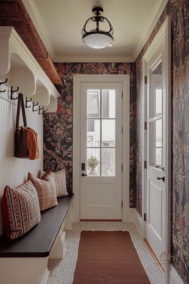 20 Cozy Apartment Entryway Ideas Worth Pinning 17 A Wallpapered Accent Wall