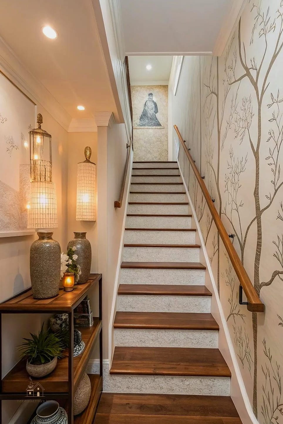 20 Cozy Basement Stairs Ideas Worth Pinning 6 Wallpapered Stairwell Walls