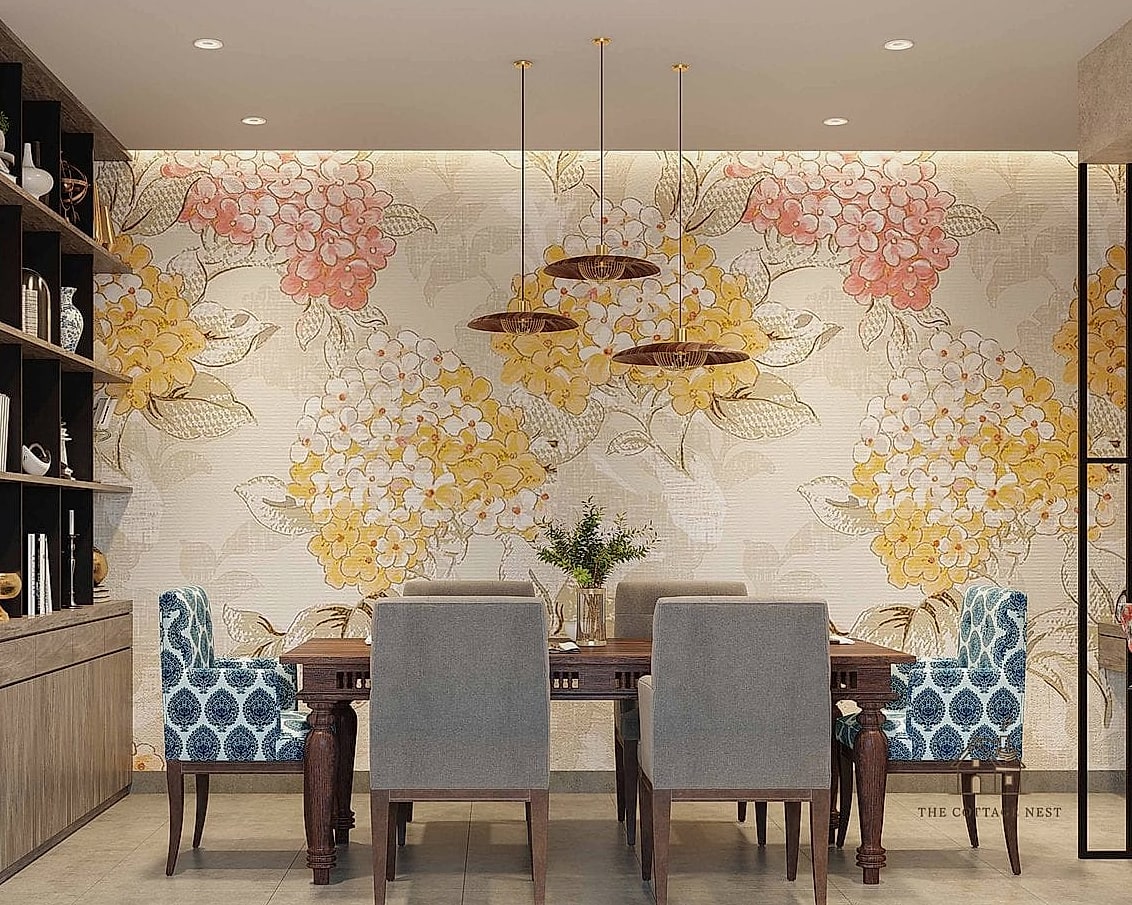 50 Beautiful Dining Room Wallpaper Ideas to Transform Your Space 48 Wallpaper Featuring Abstract Line Art
