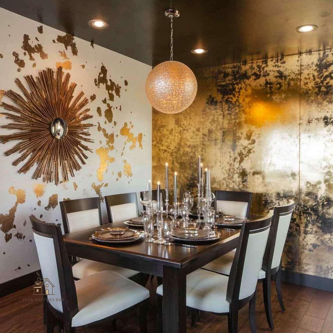 50 Beautiful Dining Room Wallpaper Ideas to Transform Your Space 23 Wallpaper with Metallic Foil Accents