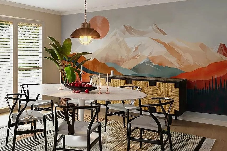 25 Stunning Dining Room Accent Wall Ideas You'll Absolutely Love 13 Wallpaper Mural Scene