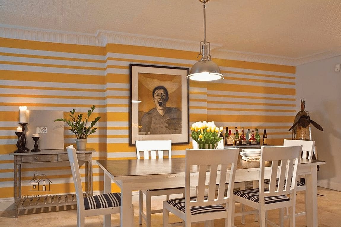 50 Beautiful Dining Room Wallpaper Ideas to Transform Your Space 45 Wallpaper with Ombre Stripe Pattern