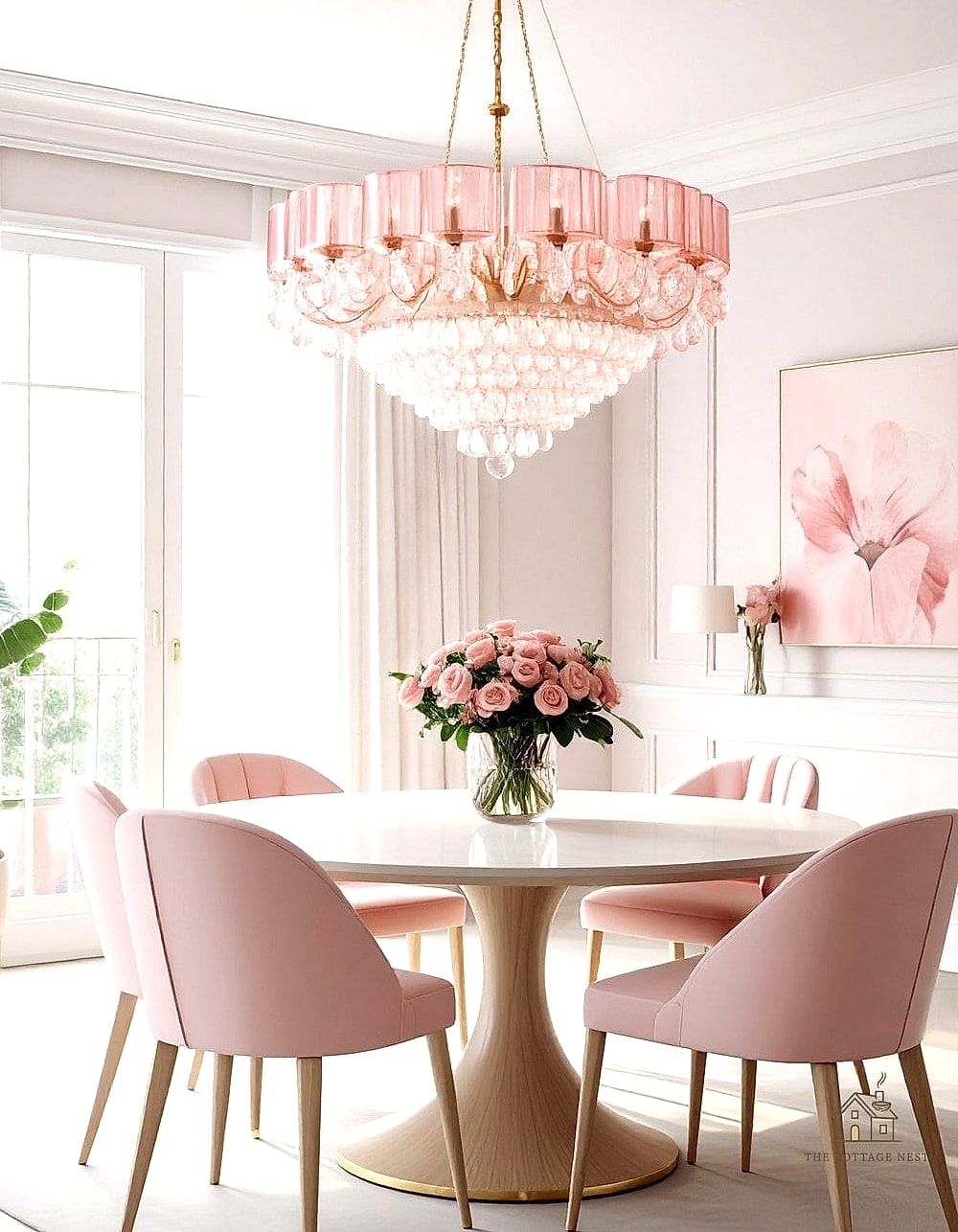 25 Stunning Dining Room Accent Wall Ideas You'll Absolutely Love 16 Warm Blush Pink