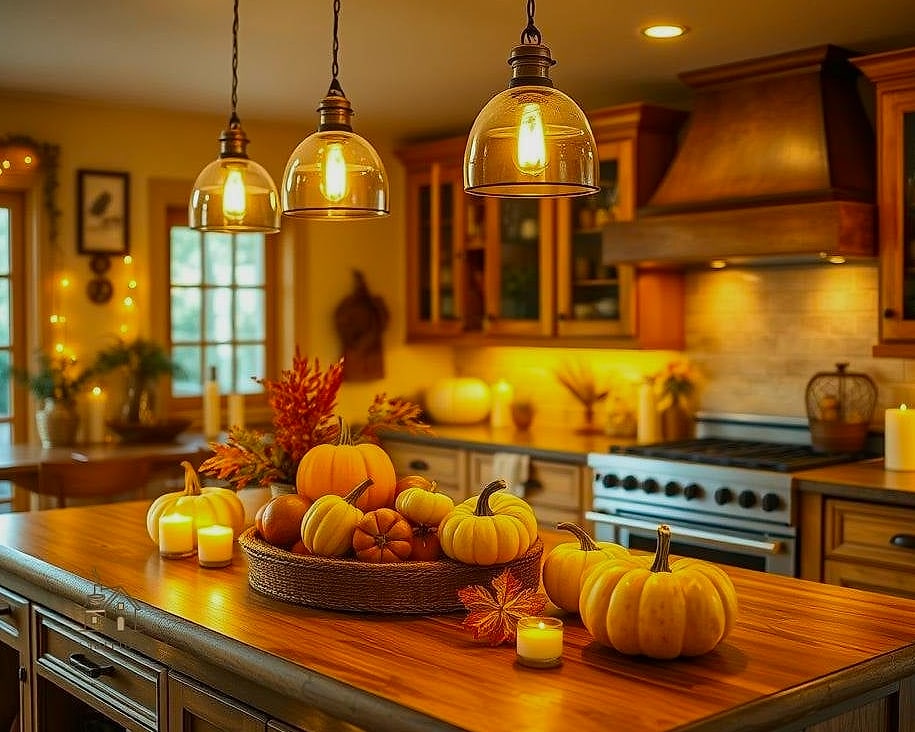 15 Brilliant Fall Kitchen Decor to Copy Right Now 16 Warm Lighting with Amber or Edison Bulbs