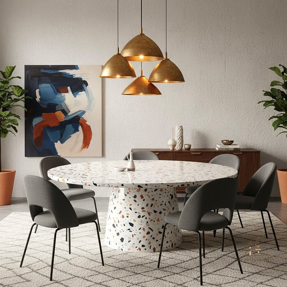 25 Stunning Dining Room Accent Wall Ideas You'll Absolutely Love 25 Warm Terrazzo-Inspired Wallpaper
