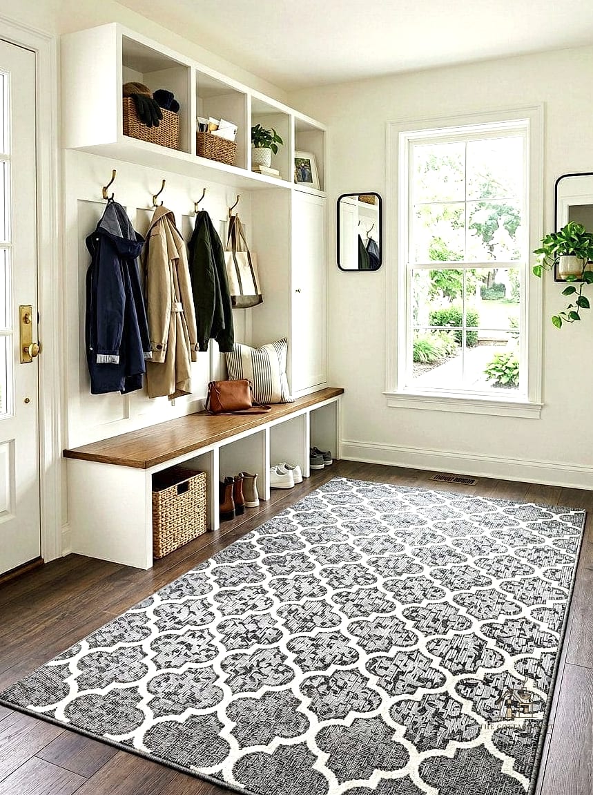30 Clever Entryway Rug Ideas for Every Style 8 Washable Rug for High-Traffic Households