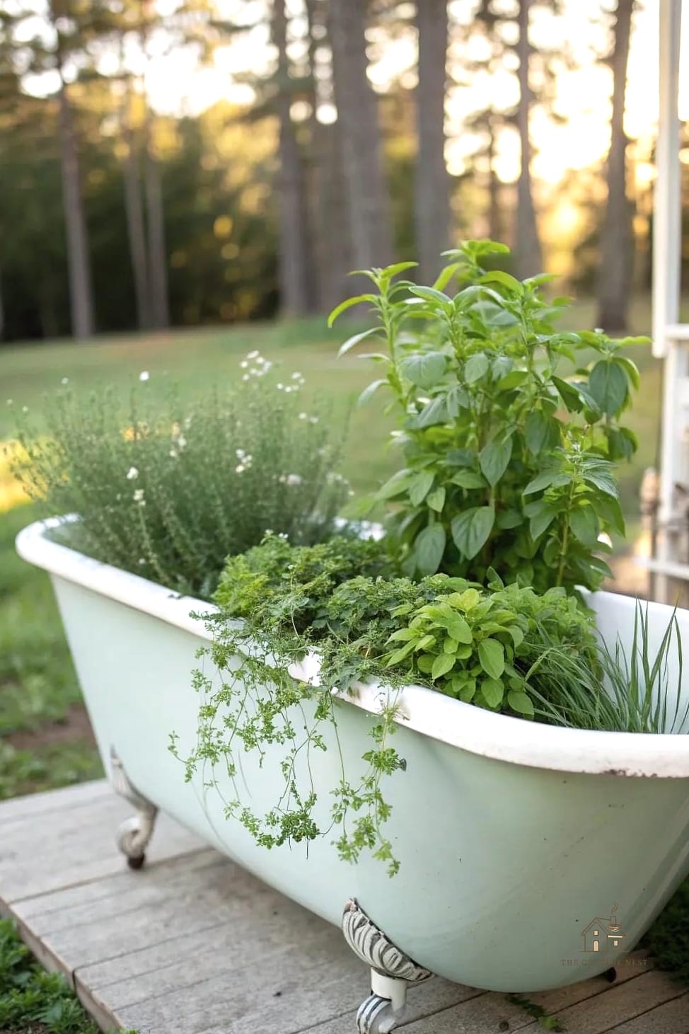 Wash Tub Herb Garden on Wheels