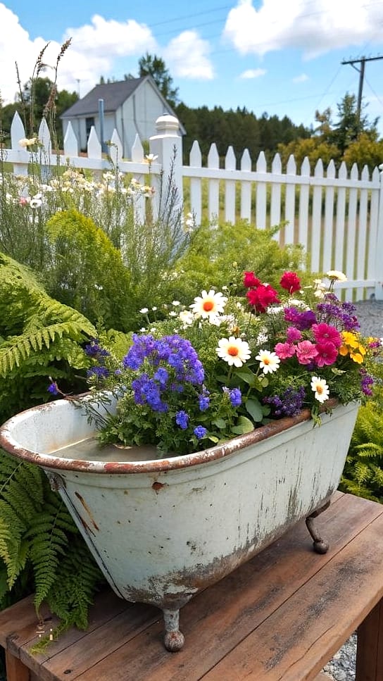 Wash Tub Planter as a Garden Focal Point