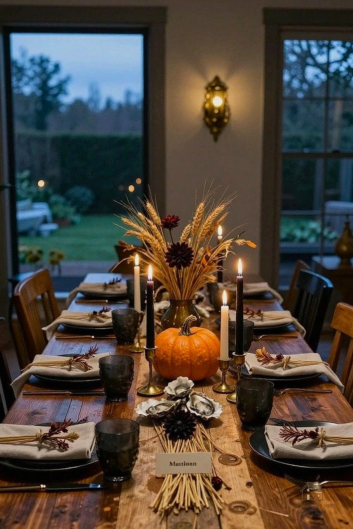 15 Creative Fall Dining Table Decor Ideas That Will Inspire You 7 Wheat Stalks Tied With Twine