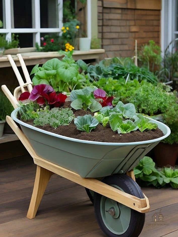 Wheelbarrow Vegetable Planter for Small-Space Gardening