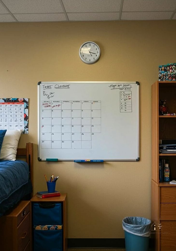 50 Amazing College Dorm Room Ideas on a Budget 44 Whiteboard Calendar