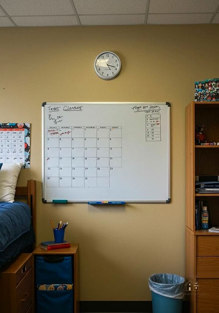 50 Amazing College Dorm Room Ideas For Guys on a Budget 17 Whiteboard Calendar