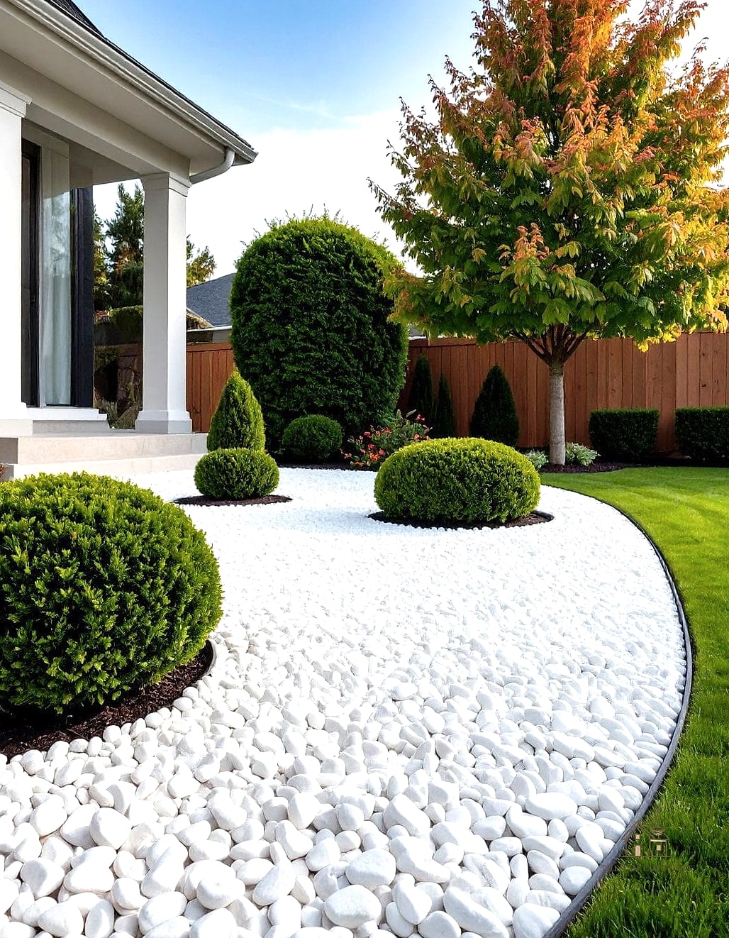 White Marble Mulch for a Mediterranean Look