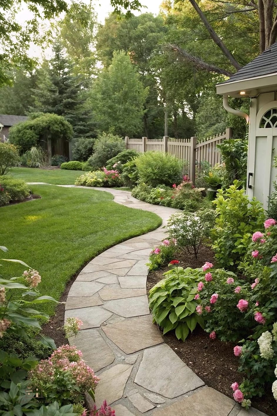 A Winding Flagstone Path Through the Lawn