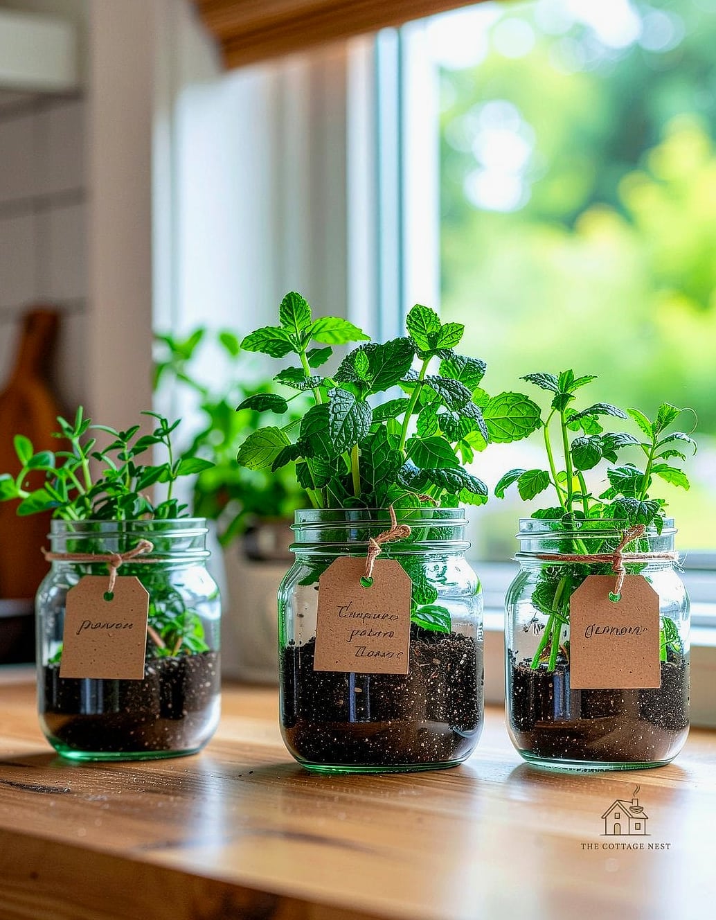 45 Chic Herb Garden Ideas for a Beautiful Home 2 Windowsill Mason Jar Garden
