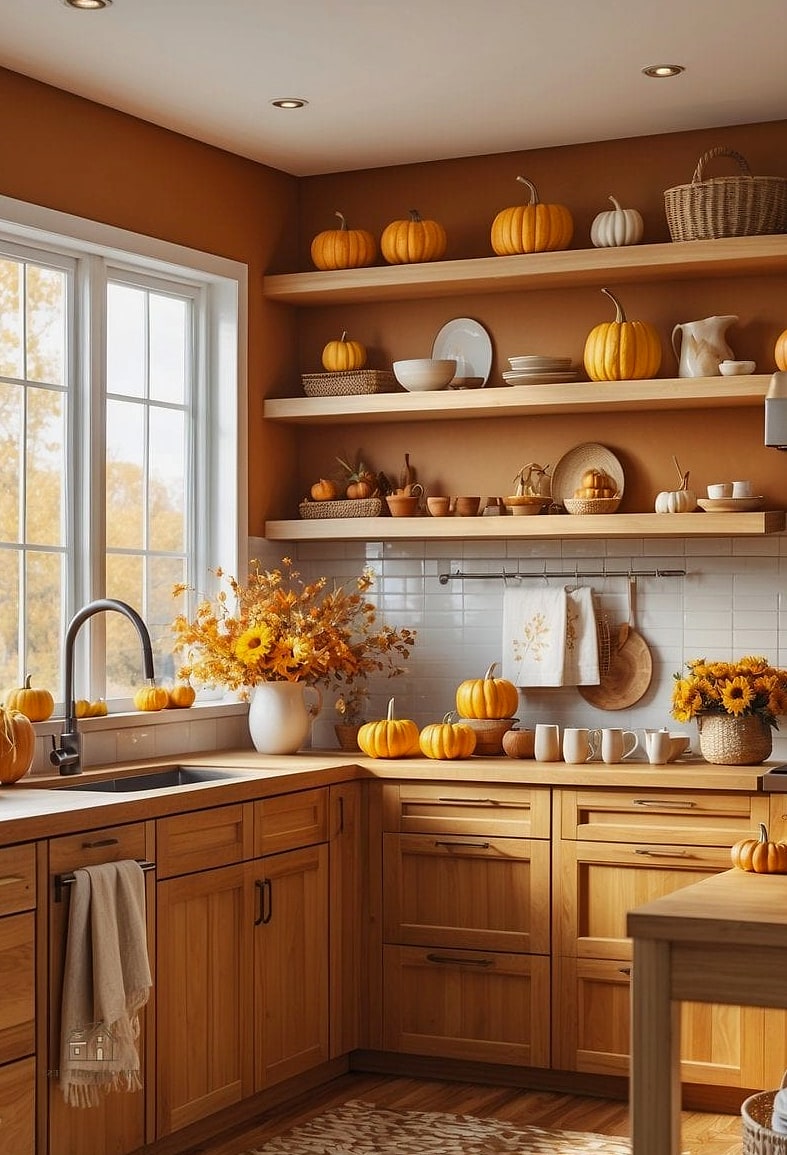 30 Stunning Fall Kitchen Decor Ideas That'll Make You Want to Cook All Season 26 Wood Accent Range Hood