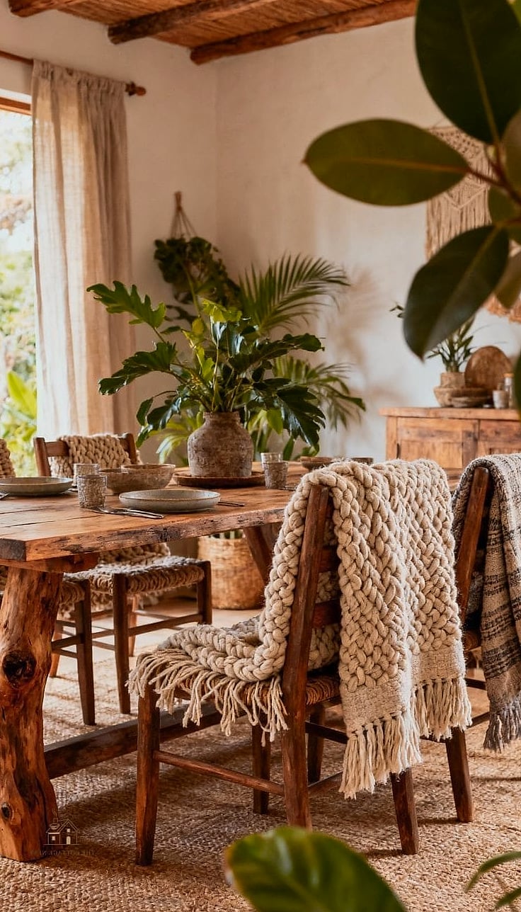 40 Cozy Boho Dining Room Decor Ideas Worth Pinning 35 Wood Bead Garland Accents