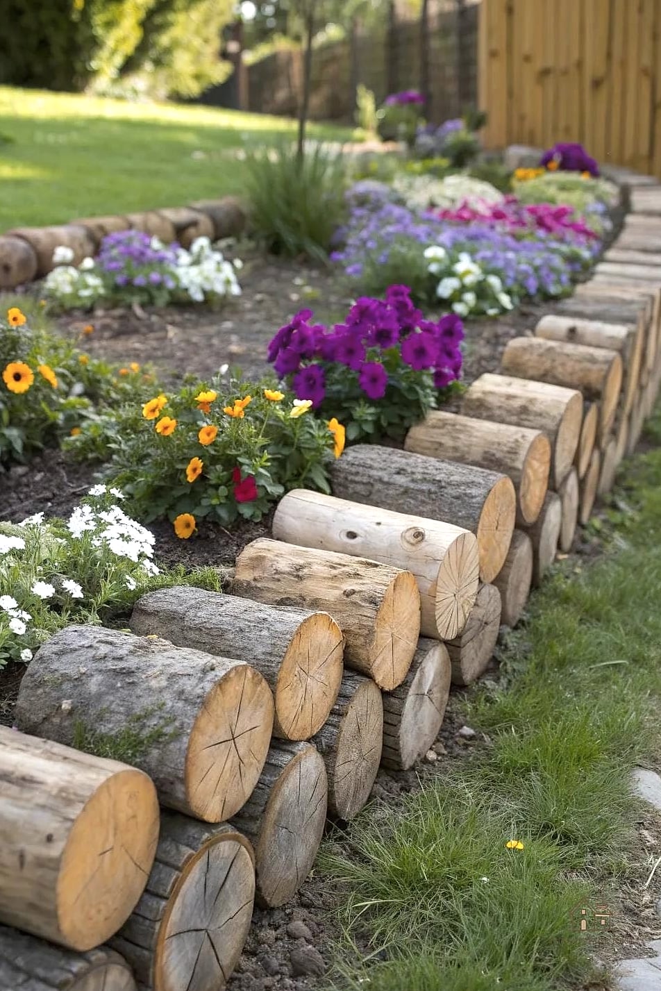 50 Beautiful Garden Border Ideas to Transform Your Space 8 Wood Log Edging