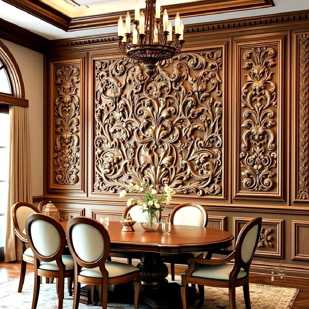 25 Stunning Dining Room Accent Wall Ideas You'll Absolutely Love 17 Wood Paneling with Trim Molding