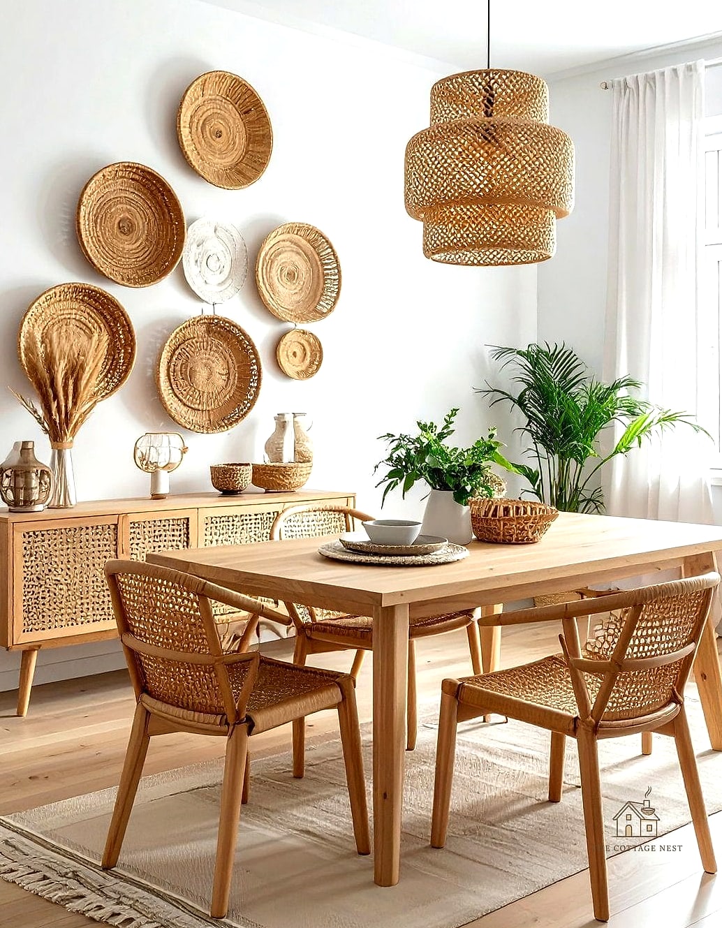 45 Brilliant Dining Room Table Centerpiece Ideas to Copy Right Now 14 A Woven Basket Filled with Seasonal Picks