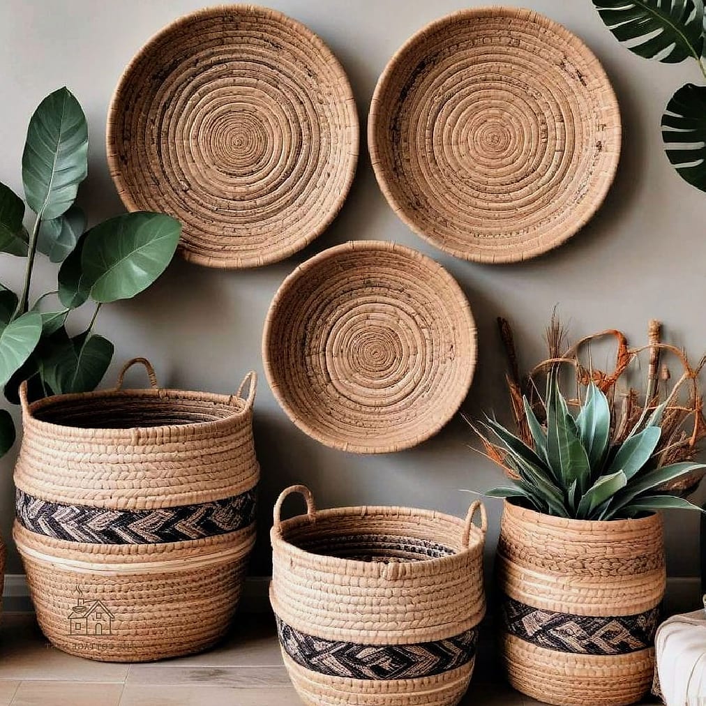 40 Cozy Boho Dining Room Decor Ideas Worth Pinning 8 Woven Basket Wall Display