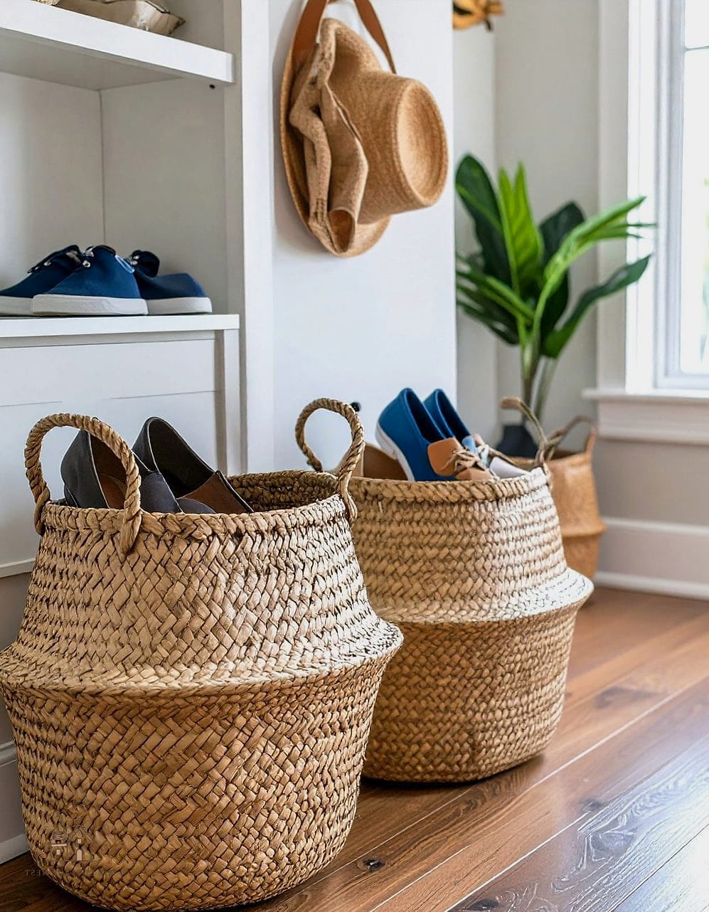 40 Amazing Small Entryway Shoe Storage Ideas on a Budget 7 Woven Baskets for Grab-and-Go Storage