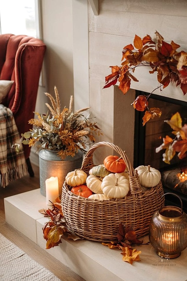 20 Clever Fall Decor Ideas For The Home for Every Style 15 Woven Baskets for Blankets and Firewood